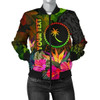 FUNSTUFFPRINT Chuuk Polynesian Personalised Women’s Bomber Jacket – Hibiscus and Banana Leaves 3D Bomber Jacket