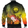 FUNSTUFFPRINT Federated States of Micronesia Custom Personalised Men’s Bomber Jackets – Humpback Whale with Tropical Flowers (Yellow) 3D Bomber Jacket