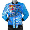 FUNSTUFFPRINT Fiji Men’s Bomber Jacket – Blue Shark Polynesian Tattoo 3D Bomber Jacket