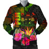 FUNSTUFFPRINT Fiji Polynesian Men’s Bomber Jacket – Hibiscus and Banana Leaves 3D Bomber Jacket