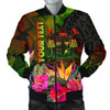 FUNSTUFFPRINT Fiji Polynesian Personalised Men’s Bomber Jacket – Hibiscus and Banana Leaves 3D Bomber Jacket