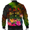 FUNSTUFFPRINT Fiji Polynesian Personalised Men’s Bomber Jacket – Hibiscus and Banana Leaves 3D Bomber Jacket