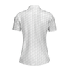 Golf Ball Texture With Skull Golf Short Sleeve Women Polo Shirt, Black And White Skull Golf Shirt For Ladies