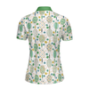 Green And Golden Tennis Pattern Short Sleeve Women Polo Shirt, Unique Golf Shirt For Ladies, Cool Gift For Tennis Lovers