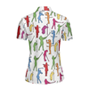 Colorful Female Golfer Women Polo Shirt, White Golf Shirt For Ladies, Best Gift For Golf Lovers, Golf Tournament, Golf Coach, Golf Club
