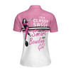 Pink Bowling Ball And Pin Pattern Women Polo Shirt, I'm A Classy Sassy Bowling Girl Bowling Short Sleeve Shirt For Ladies, Gift For Bowling Lovers
