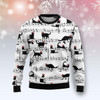 FUNSTUFFPRINT Black Cat Christmas Music Ugly Christmas Sweater For Men & Women, Christmas shirt, Gift for cat lover Ugly Sweater
