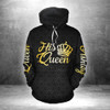 FUNSTUFFPRINT Custom Name Couple Matching 3D Hoodie Her King His Queen  3D Hoodie and Zip Hoodie