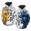 FUNSTUFFPRINT Personalized Lion Couple 3D All Over Hoodie His Queen Her King   3D Hoodie and Zip Hoodie