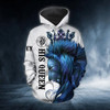 FUNSTUFFPRINT Personalized Lion Couple 3D All Over Hoodie His Queen Her King   3D Hoodie and Zip Hoodie