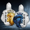 FUNSTUFFPRINT Personalized Lion Couple 3D All Over Hoodie His Queen Her King   3D Hoodie and Zip Hoodie