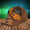 FUNSTUFFPRIT Personalized Brown Guitar Baseball Cap Hat For Musican And Guitarist, Classic Cap With Guitar Leather Pattern-SBC-10750