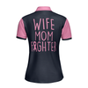 Wife Mom Fighter Short Sleeve Women Polo Shirt, Black And Pink Breast Cancer Ribbon Shirt For Mom - Perfect Gift For Mom