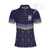 Custom Colorful Bowling Pattern Custom Short Sleeve Woman Polo Shirt, Personalized Bowling Themed Shirt For Ladies, Cool Gift For Bowlers