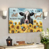 Cow And Sunflower Field - Be Still And Know That I Am God Canvas Wall Art - Bible Verse Canvas - Scripture Canvas Wall Art - Ciaocustom