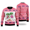 FUNSTUFFPRINT Mele Kalikimaka Flamingo Ugly Christmas Sweater For Men, women, Adult Ugly Sweater