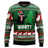 FUNSTUFFPRINT Black Cat What Christmas Ugly Christmas Sweater Ugly Sweater