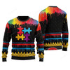 FUNSTUFFPRINT Autism Awareness Colorful Water 3D Ugly Christmas Sweater For Men & Women Adult Ugly Sweater
