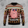 FUNSTUFFPRINT Hamsome Cute Pig Ugly Christmas Sweater for men and women Ugly Sweater