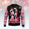 FUNSTUFFPRINT Flamingo Candy Cane Ugly Christmas Sweater for men and women Ugly Sweater