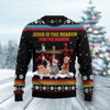 FUNSTUFFPRINT Jesus is the reason for the season Cat Ugly Christmas Sweater, Christmas Sweatshirt Gift for Man Women Ugly Sweater