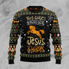 FUNSTUFFPRINT Girls run on jesus and horses Ugly Christmas Sweater, Christmas Sweatshirt Gift for Man Women Ugly Sweater