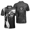 Guitar And Skull Short Sleeve Men Polo Shirt, Streetwear Polo Shirt, Black And White Guitar Shirt For Men