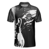 Guitar And Skull Short Sleeve Men Polo Shirt, Streetwear Polo Shirt, Black And White Guitar Shirt For Men