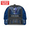 FUNSTUFFPRINT Customized Name Police Skull Classic Cap Blue Skull Baseball Cap Hat