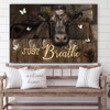 Just Breathe Cow Canvas Wall Art - Christian Canvas Wall Decor - Bible Verse Wall Art Canvas - Farmer Gift