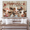 Happiness Is Homemade Cow Canvas Wall Art - Christian Canvas Wall Decor - Bible Verse Wall Art Canvas - Farmer Gift