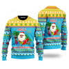 FUNSTUFFPRINT Hawaiian Santa Claus Mele Kalikimaka Sunset Ugly Christmas Sweaters For Men & Women Ugly Sweater