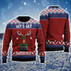 FUNSTUFFPRINT Reindeer Ugly Sweater, Lets Get Blitzened Ugly Sweater, Funny Reindeer Pattern Brown Sweater For Men & Women  Ugly Sweater