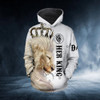 FUNSTUFFPRINT Personalized Lion Couple 3D All Over Hoodie Her King His Queen  3D Hoodie and Zip Hoodie