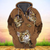 FUNSTUFFPRINT Cat Brown  3D Hoodie and Zip Hoodie