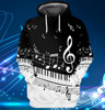 FUNSTUFFPRINT  Full Print - Piano  3D Hoodie and Zip Hoodie