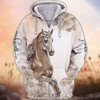 FUNSTUFFPRINT White Horse 3D Shirts Design, Love Horse   3D Hoodie and Zip Hoodie
