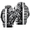 FUNSTUFFPRINT Piano Full Print   3D Hoodie and Zip Hoodie