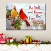 Be Still And Know That I Am God, Cardinal Bird Couple, Christian Wall Art Canvas - Religious Wall Decor