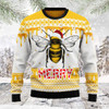 FUNSTUFFPRINT Bee Merry Ugly Christmas Sweater, Christmas sweatshirt, Christmas gift Ugly Sweater