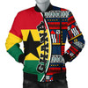 FUNSTUFFPRINT Ghana Men’s Bomber Jacket – Flag & Kente Pattern Special A25 Bomber Jacket