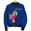 FUNSTUFFPRINT Guam Polynesian Custom Personalised Men’s Bomber Jacket – Floral With Seal Blue – BN12 Bomber Jacket
