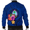 FUNSTUFFPRINT Guam Polynesian Custom Personalised Men’s Bomber Jacket – Floral With Seal Blue – BN12 Bomber Jacket