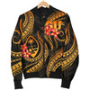 FUNSTUFFPRINT Guam Polynesian Women Bomber Jacket – Gold Plumeria – BN11 Bomber Jacket