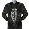 FUNSTUFFPRINT Hawaii Kakau Makau Fish Hook Kanaka Map Men’s Bomber Jacket Polynesian – White – AH – J6 Bomber Jacket