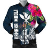 FUNSTUFFPRINT Hawaii Men’s Bomber Jacket – Polynesian Hibiscus with Summer Vibes – BN15 Bomber Jacket