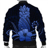 FUNSTUFFPRINT Hawaii Polynesian Pineapple Hibiscus Bomber Jacket – Blue – AH – J4R Bomber Jacket