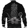 FUNSTUFFPRINT Hawaii Polynesian Pineapple Hibiscus Bomber Jacket – Gray – AH – J4R Bomber Jacket