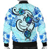 FUNSTUFFPRINT Hawaii Polynesian Plumeria Hibiscus Turtle Bomber Jacket – AH – Jack Style – Blue – J5R Bomber Jacket