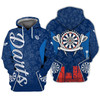 FUNSTUFFPRINT Darts Blue 3D Hoodie and Zip Hoodie